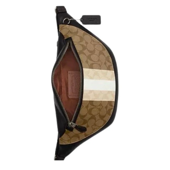 Coach CQ038 Warren Belt Bag Blocked Signature Canvas With Varsity Stripe - Picture 7 of 10